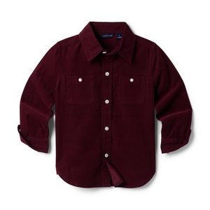 Janie and Jack, Deep Maroon Corduroy Button Down Shirt, 18-24 months